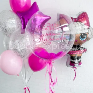 Композиция из шаров с deco bubble и куклой ЛОЛ
