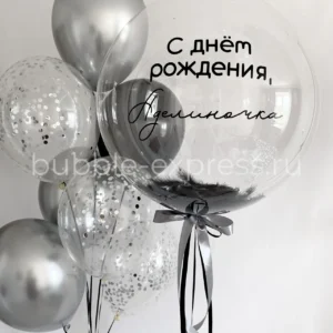 Композиция с Баблс и фонтаном, черный и серебро