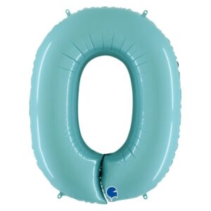 Фольгированная цифра 0, цвет голубой 40"/102 см